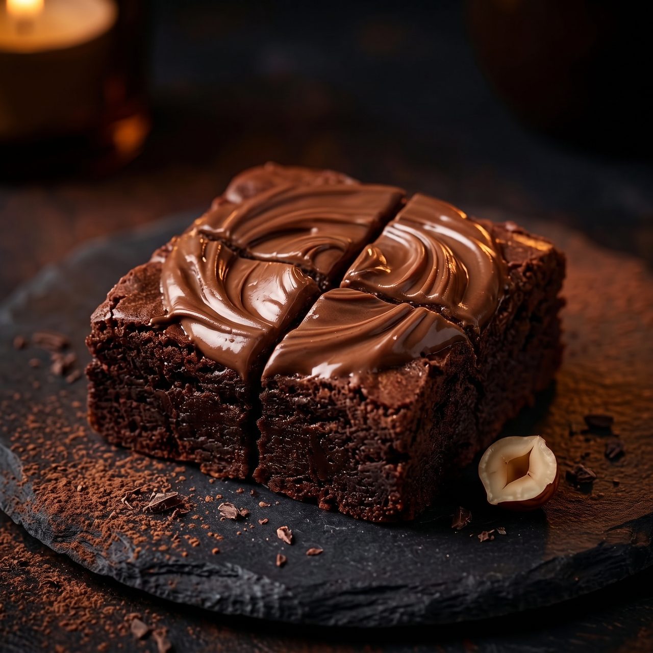 Hazelnut Cocoa Swirl Minis, bite-size brownie squares with a hazelnut cream swirl